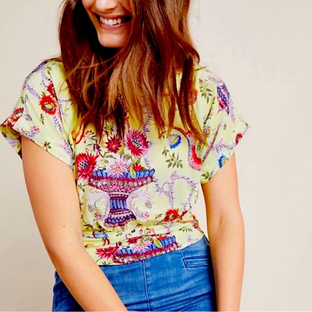Anthropologie Maeve Silk Garden Top